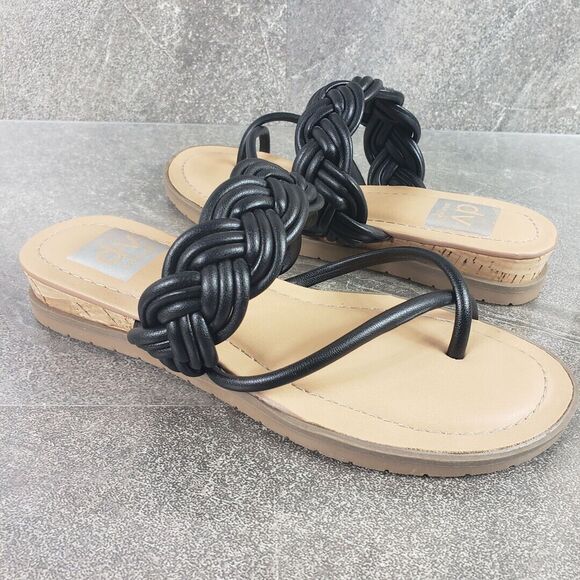 Dolce Vita Shoes - DV Dloce Vita Strappy Sandals 5 M Black Low Heel Wedge Braided Fiorella Shoes